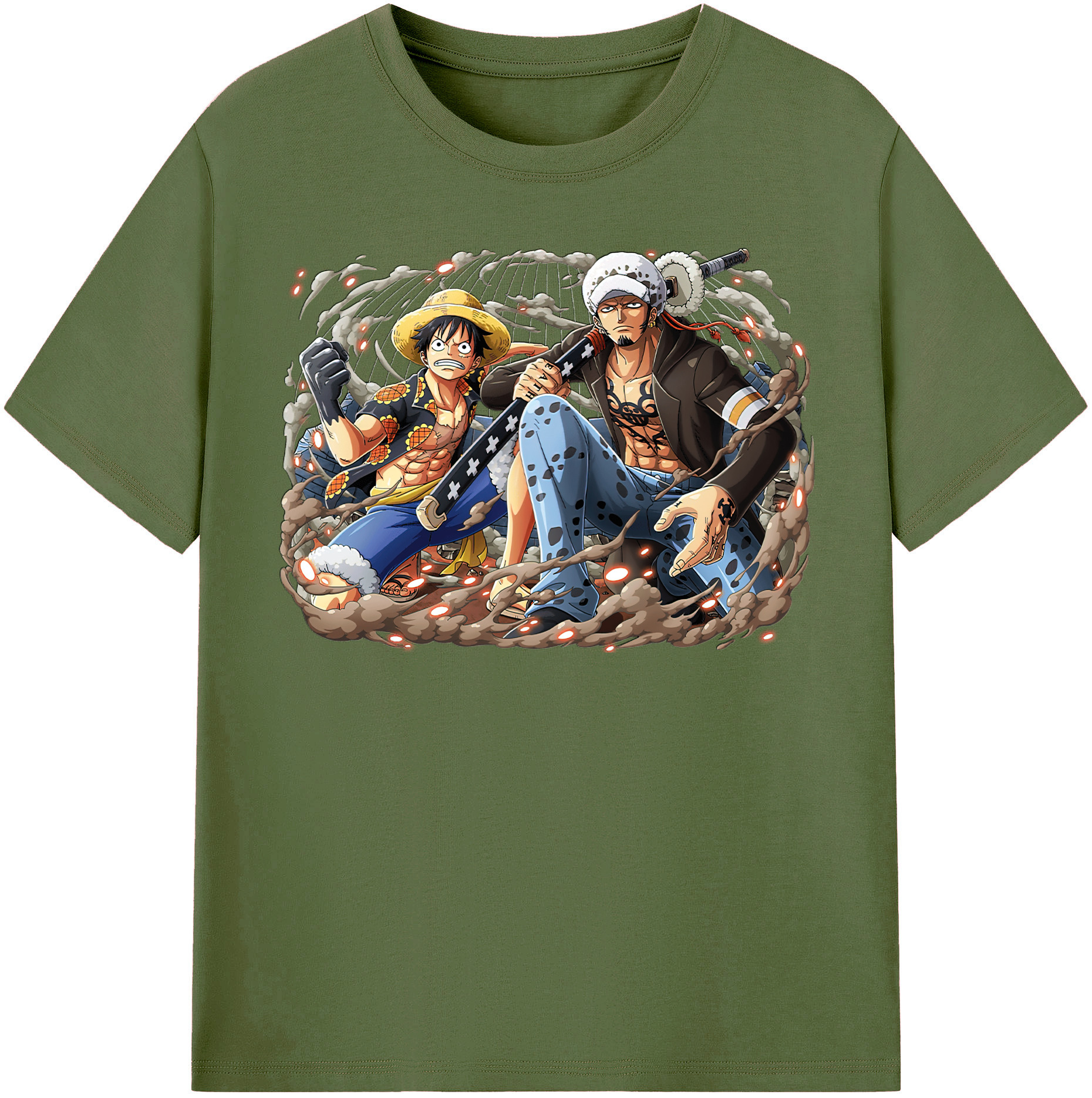 ワンピース モンキー・D・ルフィ ONE PIECE Monkey D. Luffy 綿100％半袖Tシャツ（フロントプリント）